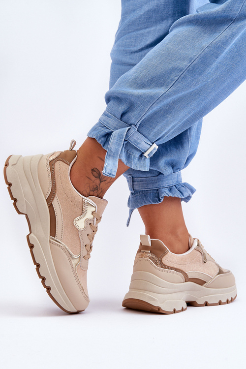 Плоский каблук і платформа спортивне взуття бежевий значки