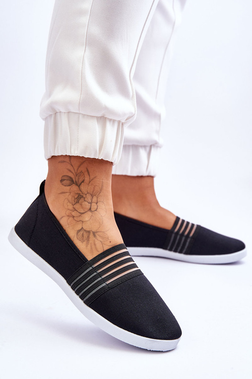 Жіночі тканинні кросівки сліпони темно-сині чорні лілії