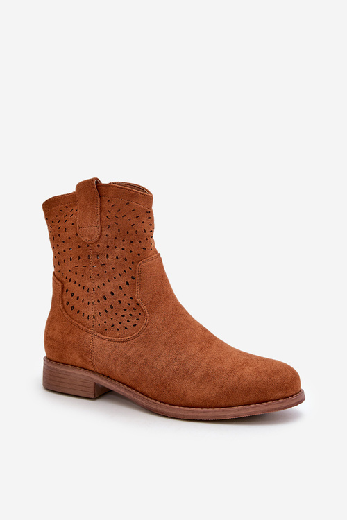 Жіночі ботильйони з перфорацією на плоскій каблуці Camel S.Barski HY42-135