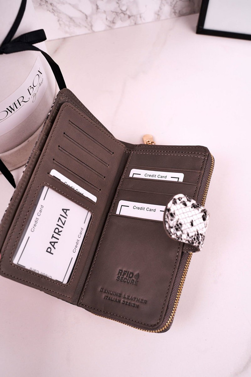 Великий шкіряний жіночий гаманець PATRIZIA Shiny Grey