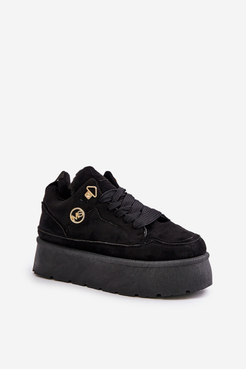 Жіночі кросівки на платформі з флісовою підкладкою, чорні Velarisea