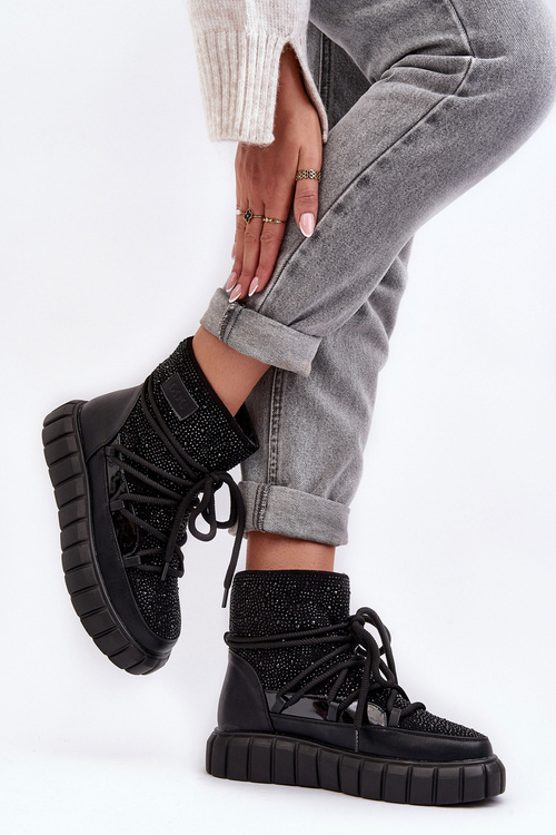 Декоровані хутряні зимові черевики GOE MM2N4080 чорні