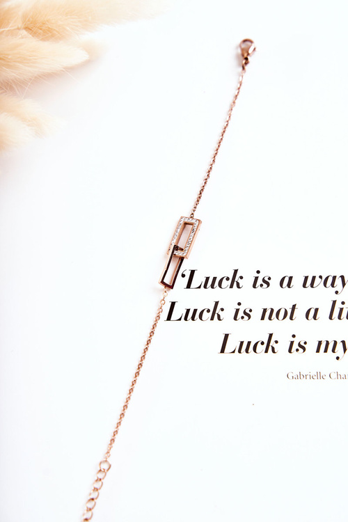 Жіночий браслет зі сталі знаменитостей із кубічним цирконієм, рожеве золото