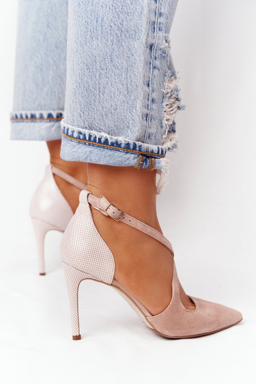 Елегантні замшеві туфлі на високих підборах Visconi 7400 Pink