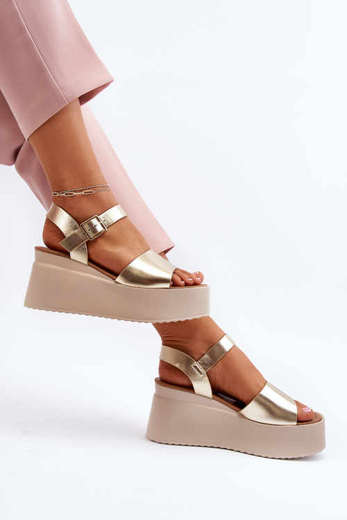 Жіночі босоніжки на танкетці Gold Geferia