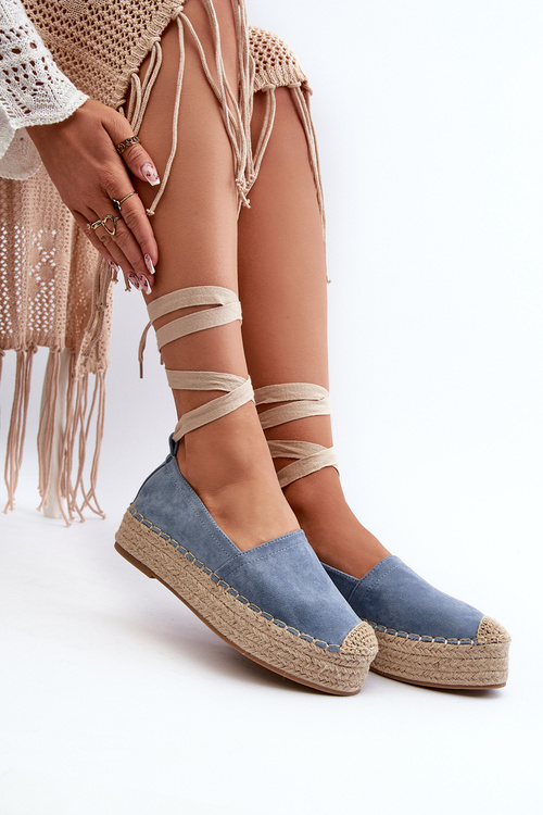 Жіночі сині еспадрільї на платформі Tailesse на шнурівці