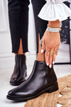 Чоботи жіночі на плоскому каблуці шкіряні чорного кольору Fernir
