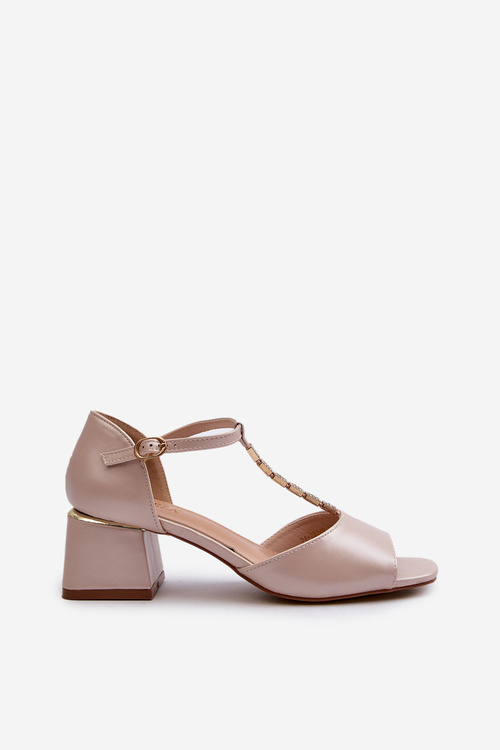 Жіночі босоніжки на блочному каблуці з декоративним ремінцем з еко шкіри Golden Obivena