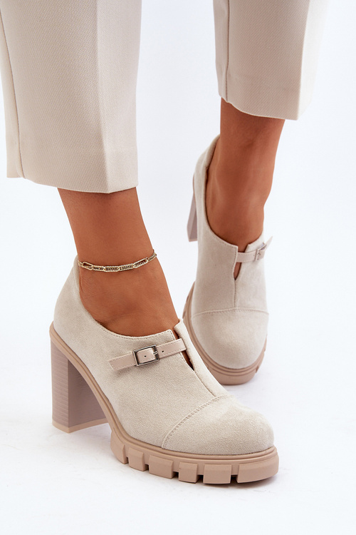 Жіночі туфлі на високому каблуці світло-бежеві Tauina