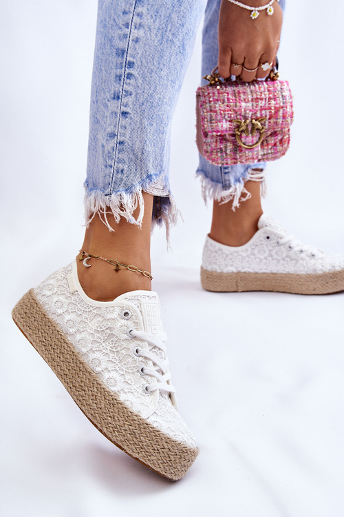 Жіночі плетені кросівки на платформі Big Star LL274199 Білі