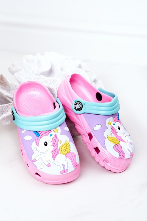 Дитячі поролонові тапочки з єдинорогом рожеві