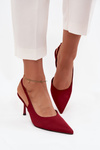 Туфлі на підборах з відкритою п'ятою бордові Леніра