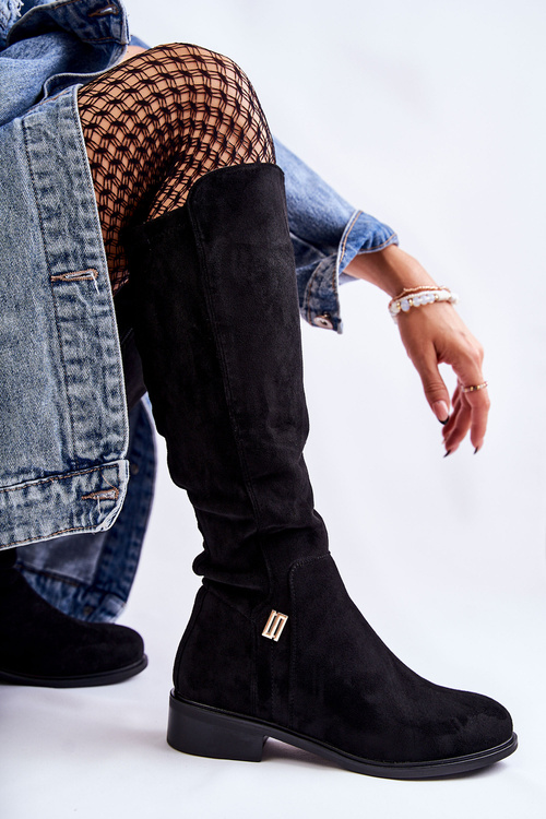 Чорні замшеві чоботи Giulia