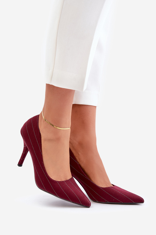 Тканинні жіночі туфлі бордового кольору Tifidra в смужку