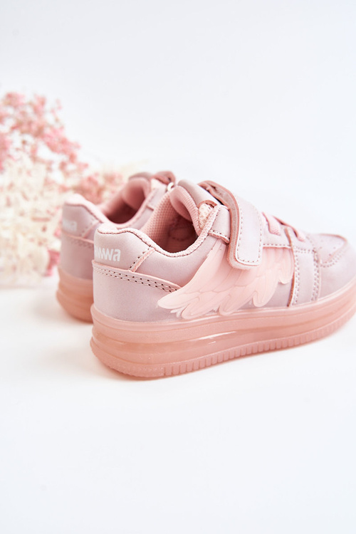 Дитяче шкіряне спортивне взуття на липучці Pink Angel