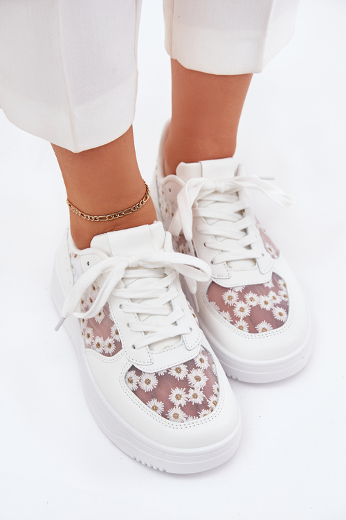 Сітчасті Жіночі Кросівки Ромашки Білі Jenithra