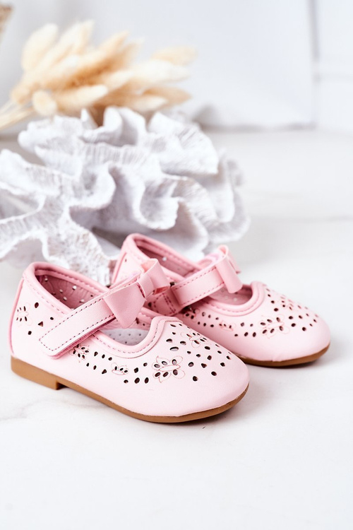 Дитячі шкіряні балерини на липучці Pink Mireia
