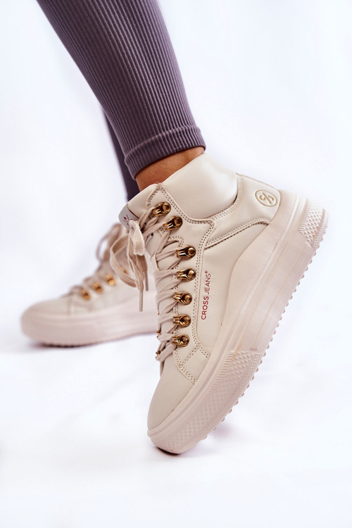 Жіночі високі кросівки Cross Jeans KK2R4027C бежевого кольору