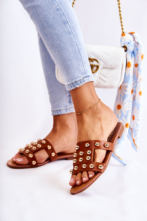 Жіночі класичні тапочки з орнаментом Скотлін коричневого кольору