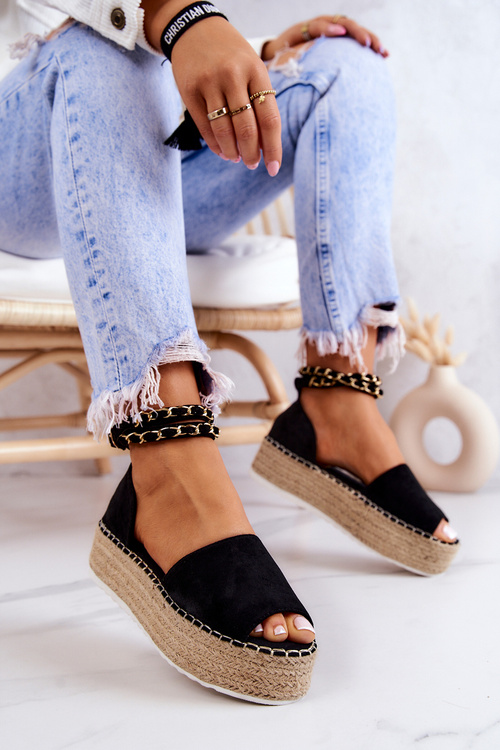 Босоніжки еспадрільї на платформі Чорні Jeannie