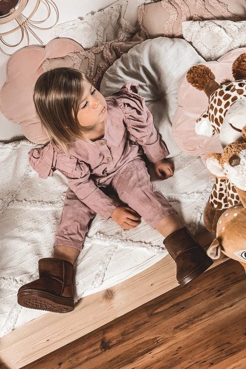 Дитячі утеплені зимові черевики коричневого кольору Gooby