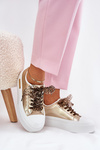 Жіночі Кросівки На Масивній Платформі З Декоративним Шнурівкою Золоті Zidora