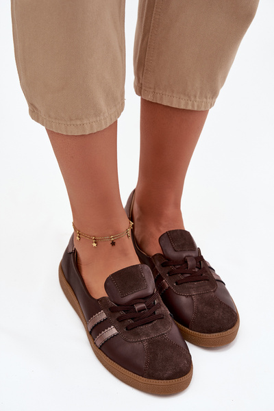 Шкіряне замшеве жіноче взуття типу кросівки Zazoo N1341 шоколадне