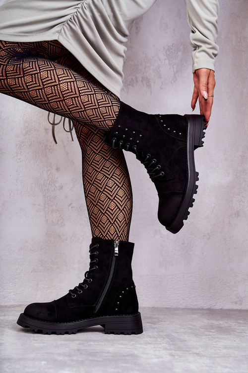 Замшеві чоботи на шпильці Чорні Palmira