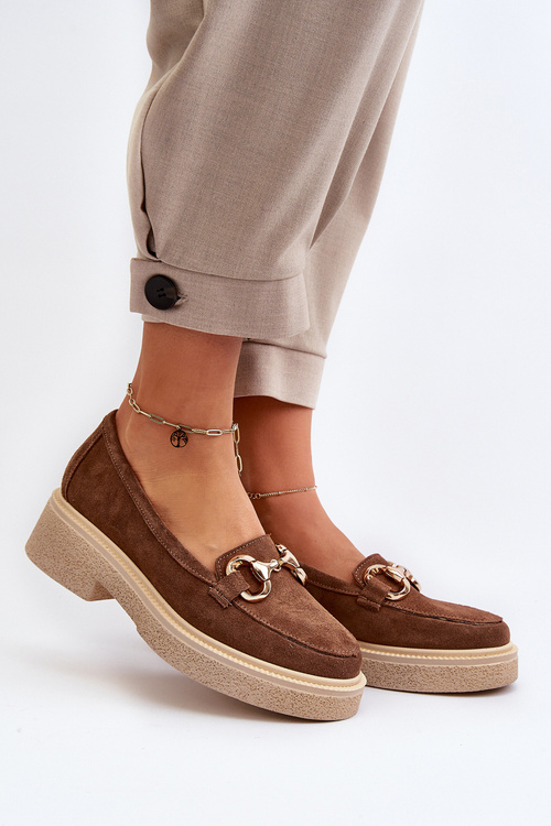 Zazoo 3429 Замшеві жіночі мокасини з декором коричневого кольору