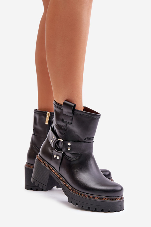 Жіночі шкіряні ботильйони на блискавці 3435 Lewski чорні