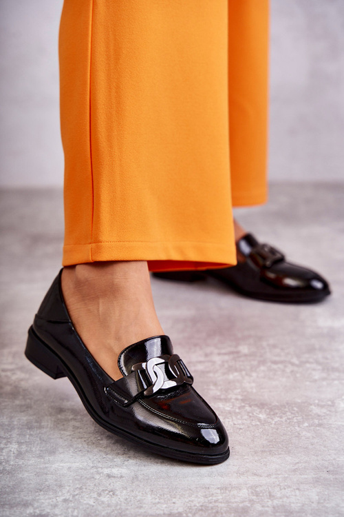 Модні лаковані туфлі Лофери Чорний Trine