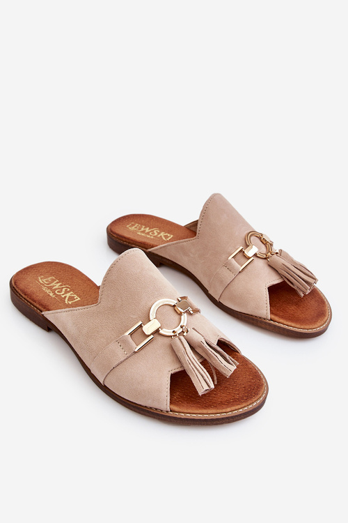 Жіночі замшеві тапочки Lewski Shoes 3226 Beige