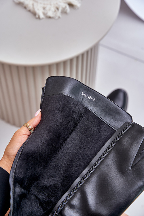 Чоботи на підборах з еко шкіри Izanae чорного кольору