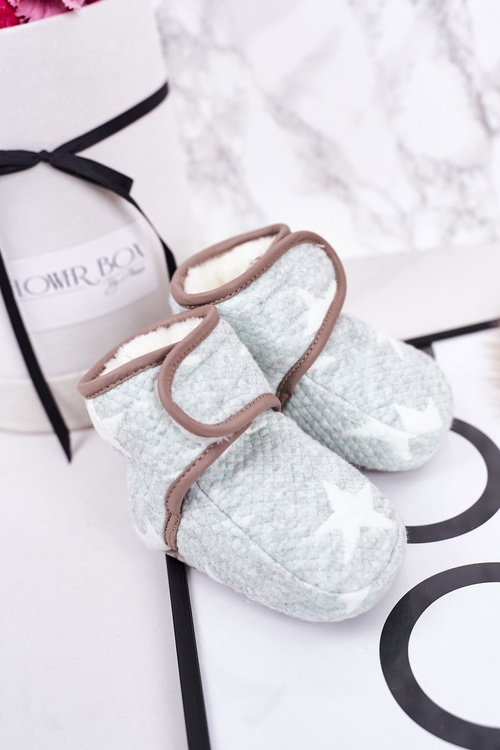 Дитячі утеплені домашні тапочки з зірочками синього кексу