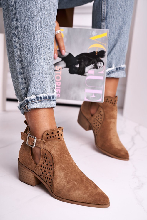 Замшеві чоботи на блочному каблуці Camel Esen