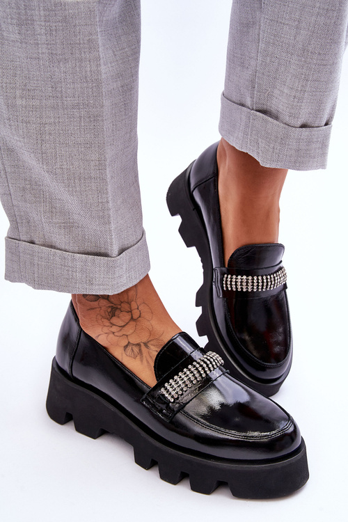 Модні лофери на платформі з декором Laura Messi 2600 Black