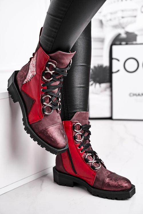 Жіночі шкіряні черевики Чоботи Maciejka темно-бордові 04184-23/00-3