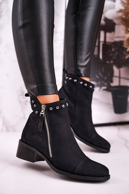 Жіночі черевики замшеві теплі чорні Laura Messi 1879