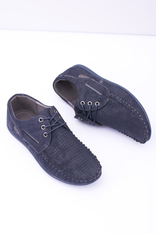 Темно-сині трикотажні чоловічі мокасини Emire