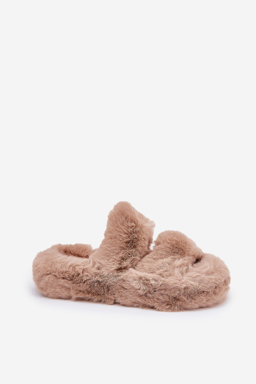 Жіночі хутряні тапочки на платформі хакі Talfedi