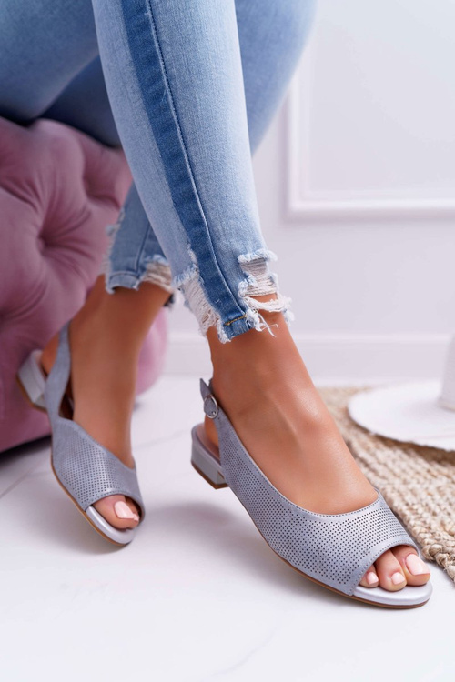 Жіночі босоніжки на плоскій підошві Sergio Leone SK809 сірі Skaldo