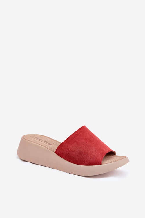 Замшеві Жіночі Сандалі На Танкетці Panto Fino Червоні RR267040