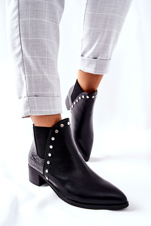 Жіночі черевики челсі на блочному каблуці Чорні човники