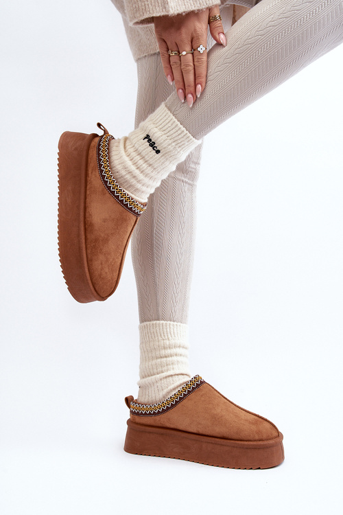 Тапочки на товстій підошві з Eco Suede Camel Sylva