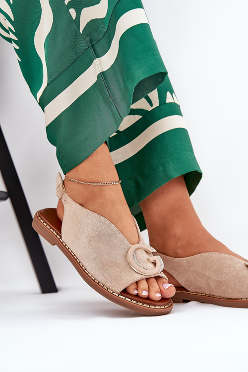 Плоскі Сандалі З Декором Бежеві Haliones