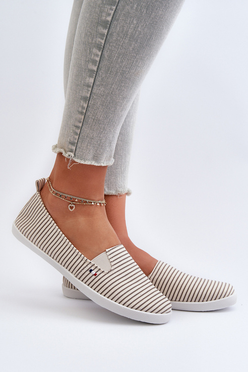 Жіночі кросівки в смужку бежевого кольору Pazaria