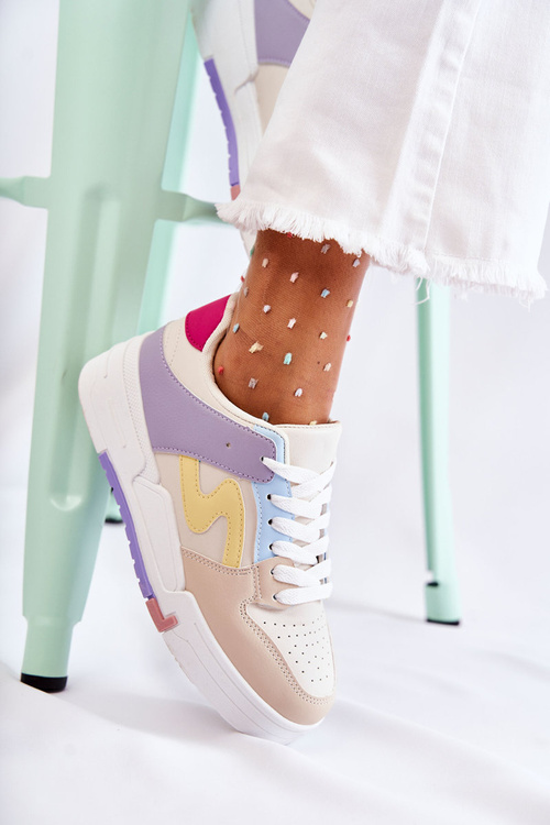 Жіночі спортивні шкіряні туфлі бежеві Francis