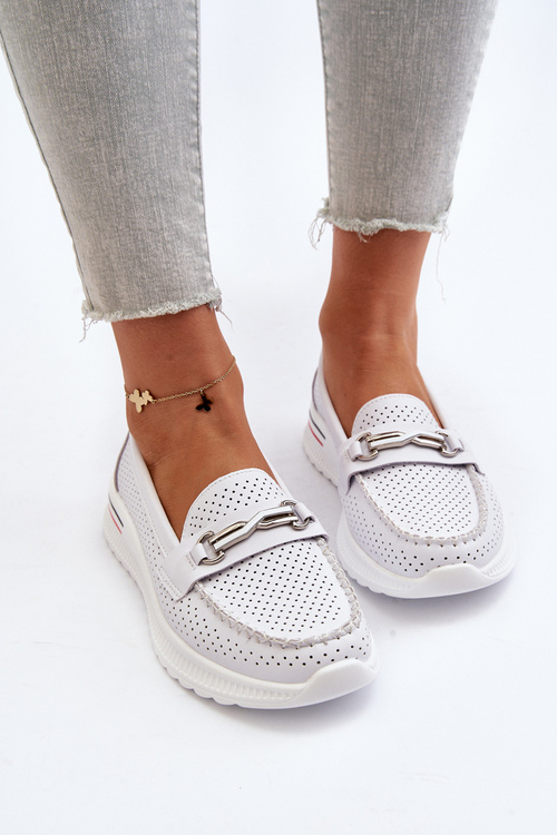 Білі жіночі шкіряні мокасини Veridinna