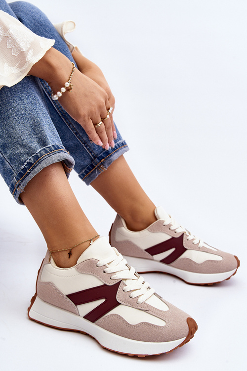 Жіноче бежево-бордове спортивне взуття Chloette