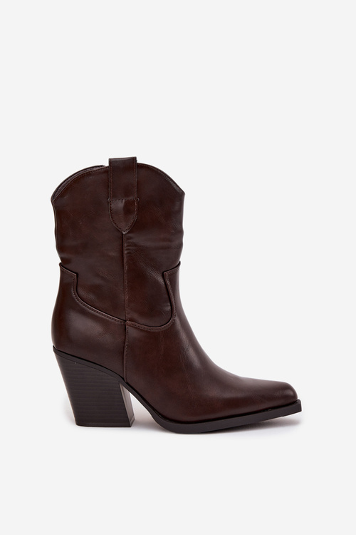 Жіночі Ковбойські Чоботи Еко Шкіра На Підборах Шоколадні Sorelia